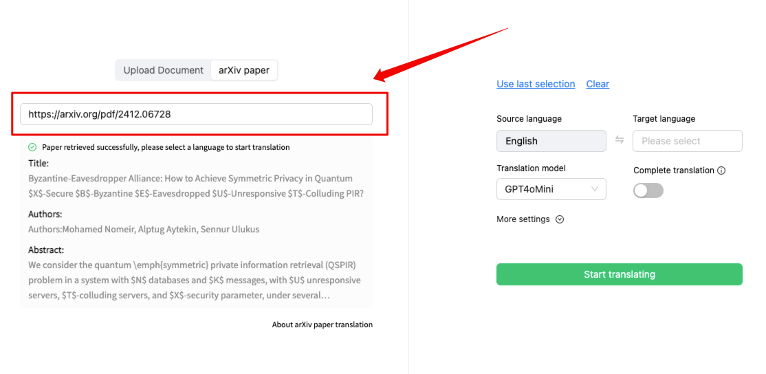 Translate arXiv papers