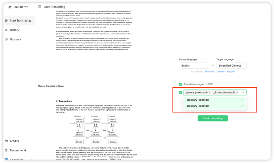 Using a Glossary