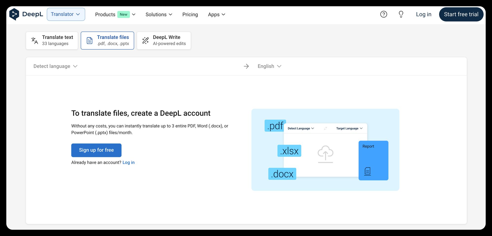 DeepL official website interface