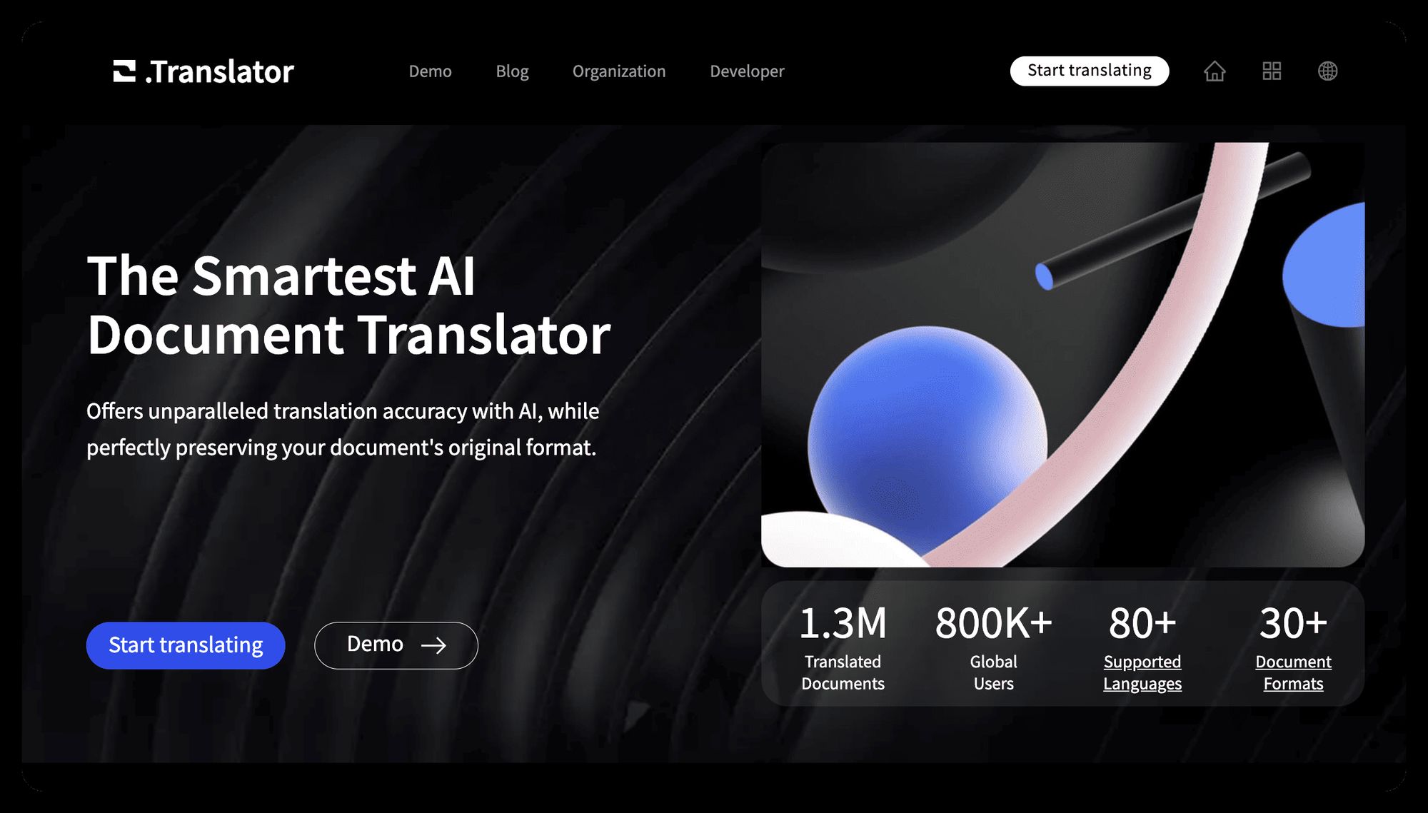 O.Translator official website interface